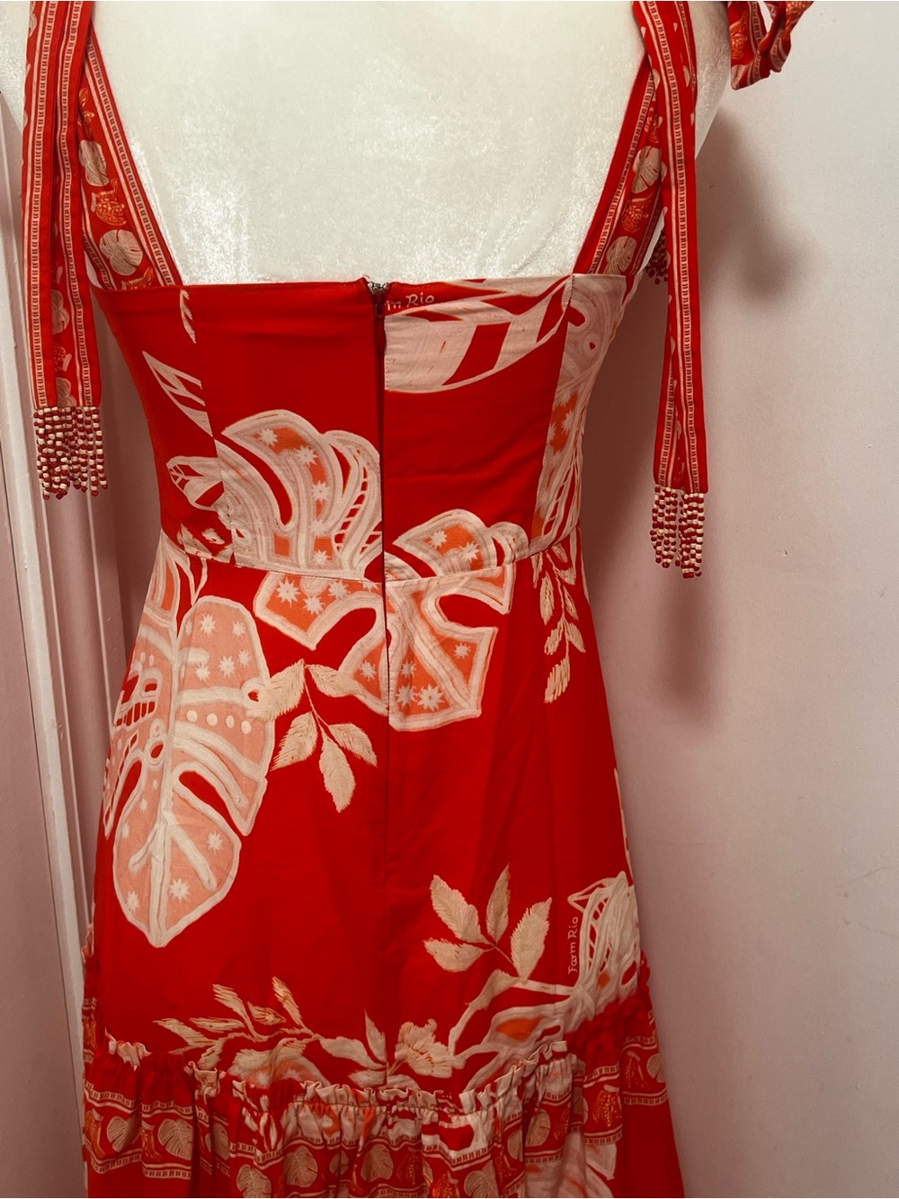 Farm Rio Red Lace Monsteras Midi Dress - Picture 6 of 13
